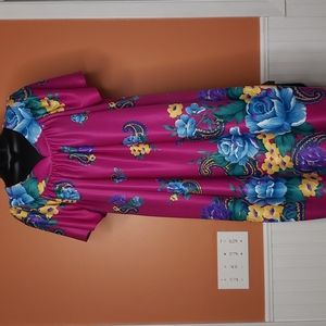 Vintage House Dress MuMu Colorful Floral Small Nightgown Robe by Granada Retro S